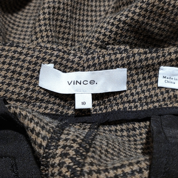 Vince Houndstooth Pleat Front Pant in Black/Camel Size 10 - Picture 5 of 5